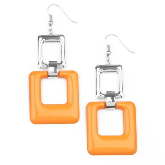 Twice As Nice Orange Earrings - Picture 2 of 5